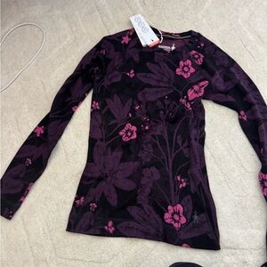 Smartwool Women's Long Sleeve Top - Black and Purple Floral